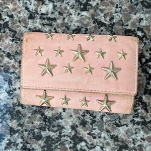 Jimmy Choo Neptune Star Stud Leather Key Case Holder Ballet Pink Authentic